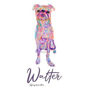 Colorful Brussel Griffon Art Digital Painting, Cute Colorful Original Dog Pop Art Pet Portrait form a Photo of your Petit Brabancon