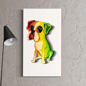 American Boxer Rainbow Art Painting, Personalized Cartoon Pop Art Portrait, Hand-Drawn Portrait From Photo, Unique Gift for Animal Lover