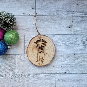 Custom Brussels Griffon Wood Slice Ornament: Personalized Pet Sketch Bauble Present for Animal Lovers