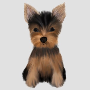 Custom Hand-Drawn Animal Digital Painting from Your Photo, Unique Yorkshire Terrier Illustration Gift Idea, Personalized Art Draw of Dog