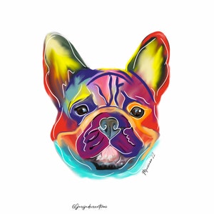 Custom Colorful Pet Portrait From A Photo, Spoil Your Dog Dad with a Personalized French Bulldog Portrait, New Frenchie Owner Gift Idea