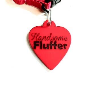 Laser Engraved Heart Pet ID Tag: Custom Acrylic Dog Cat Tag