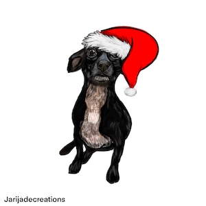 Personalized Pet Portraits from Photo, Digitally Hand-Drawn Christmas Artwork For Pet Owner, Custom Dachshund Pet Lover Christmas Gift,