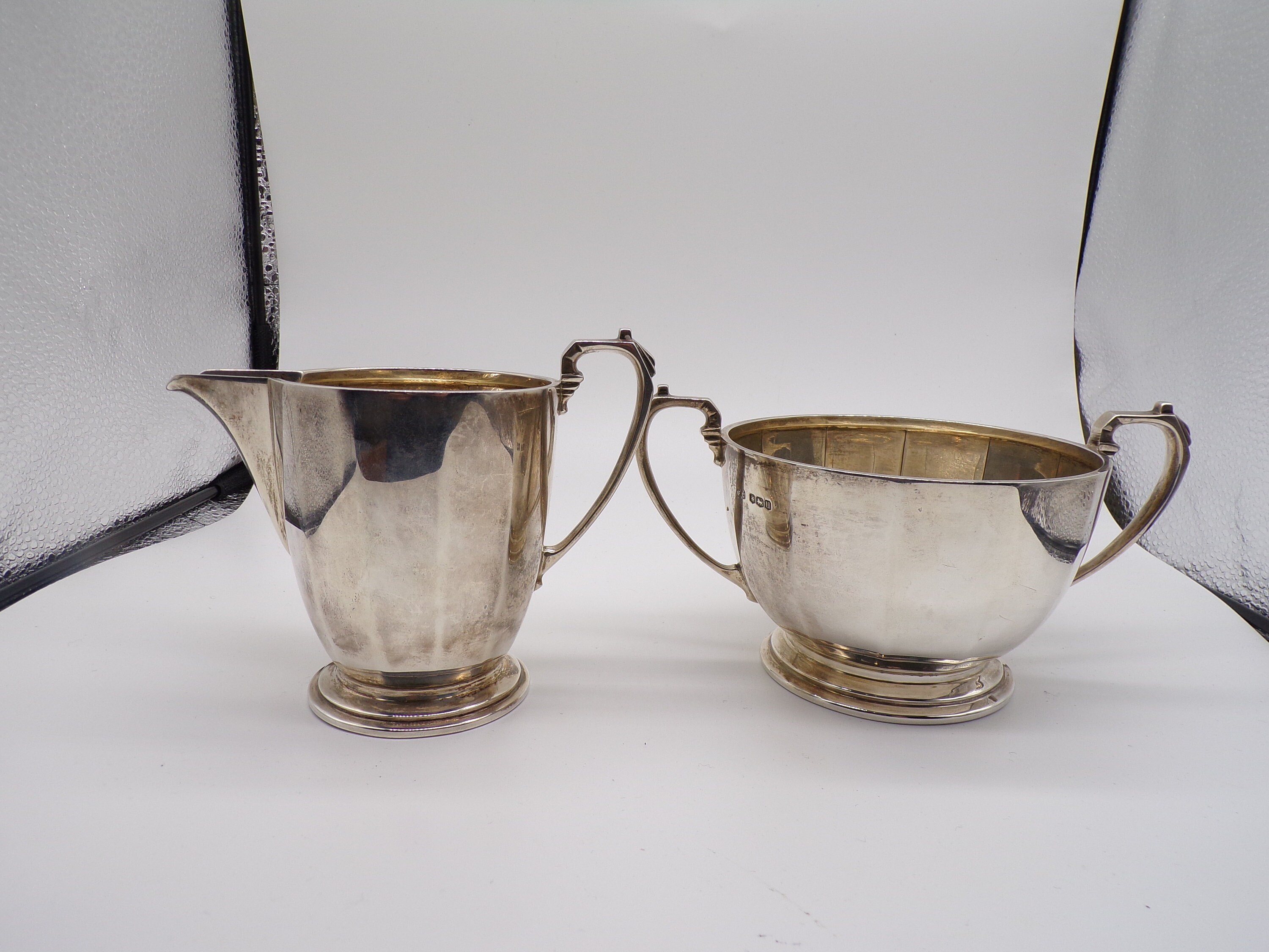 Solid Sterling Silver Art Deco Tea Service Teapot, Two Handled Sugar ...