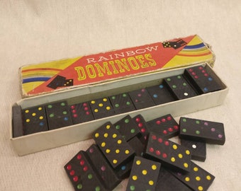 Vintage Rainbow Dominoes set, Made in England