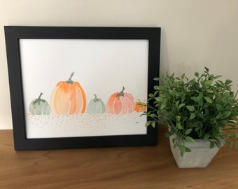 Original Watercolor Pumpkin Art