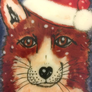 Chocolate Card Fox in a Santa Hat image 5