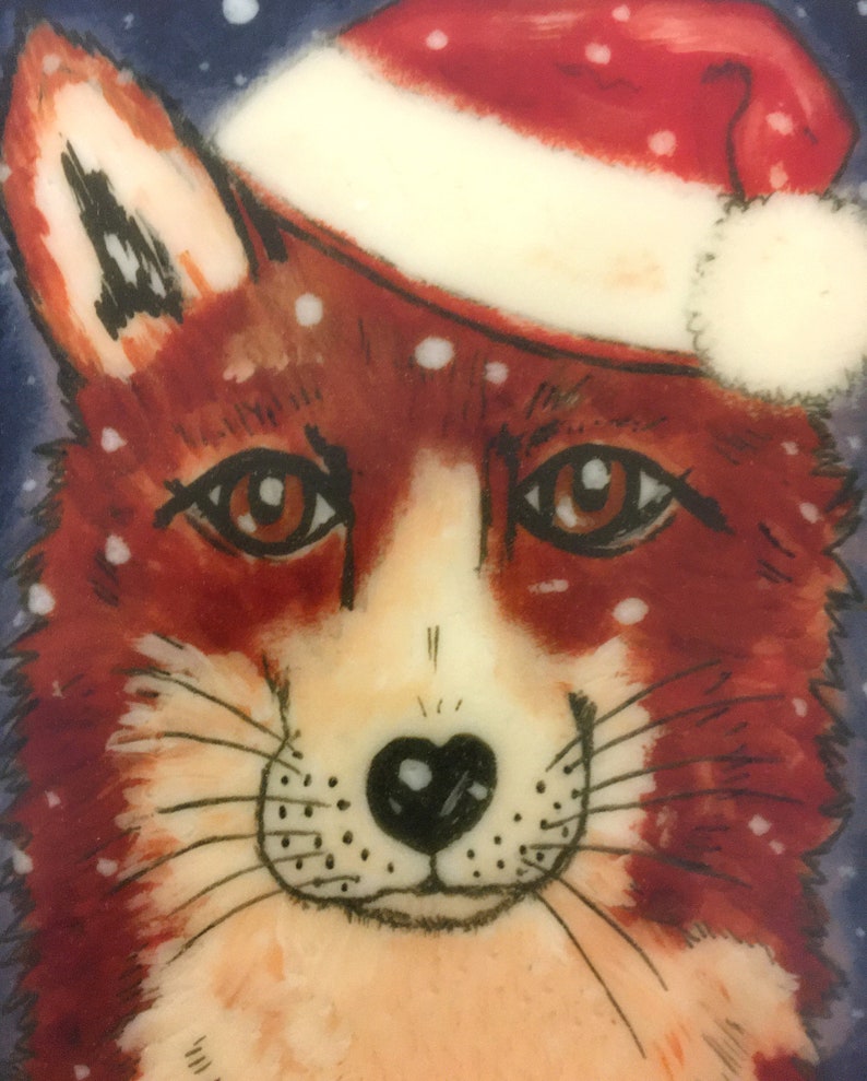 Chocolate Card Fox in a Santa Hat image 5