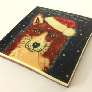 Chocolate Card Fox in a Santa Hat image 3