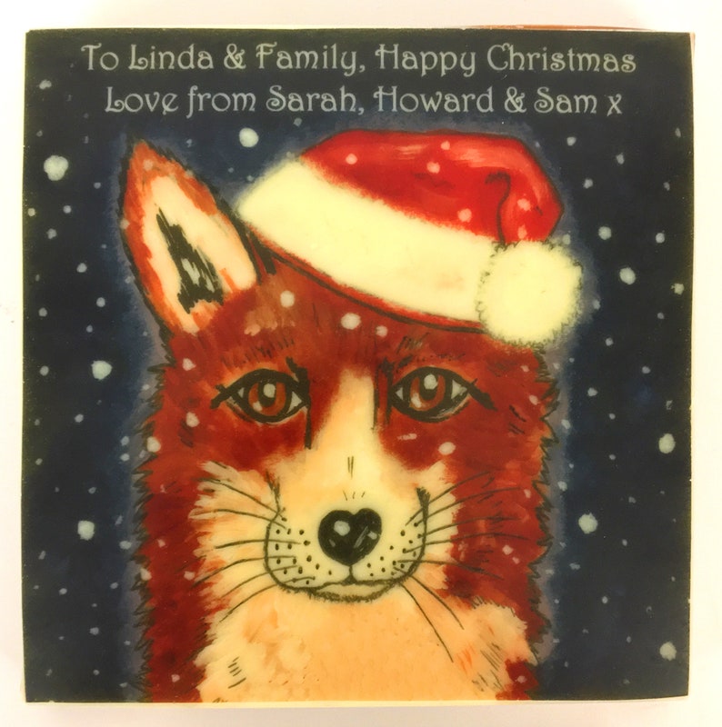 Chocolate Card Fox in a Santa Hat image 1