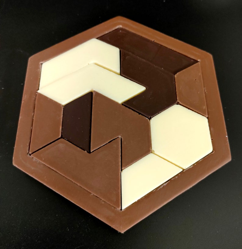 Chocolate Puzzle Game Tangram Milk, Dark & White