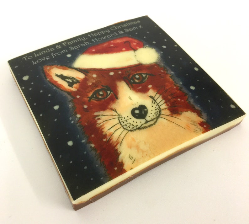 Chocolate Card Fox in a Santa Hat image 2
