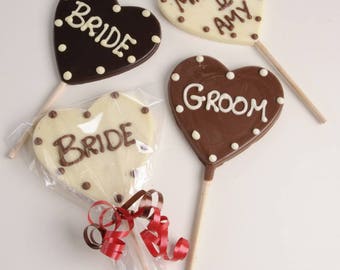 Chocolate Lollipop Placename- with Personalised Names. Ideal for weddings and Parties