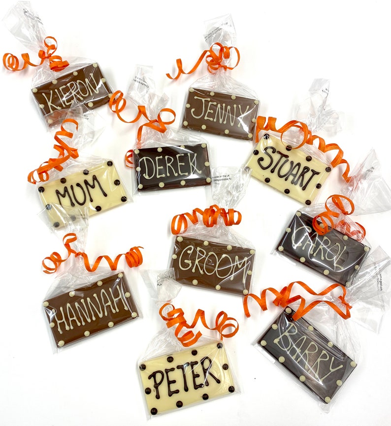 Chocolate Place Name Rectangle shape with Personalised Names image 1