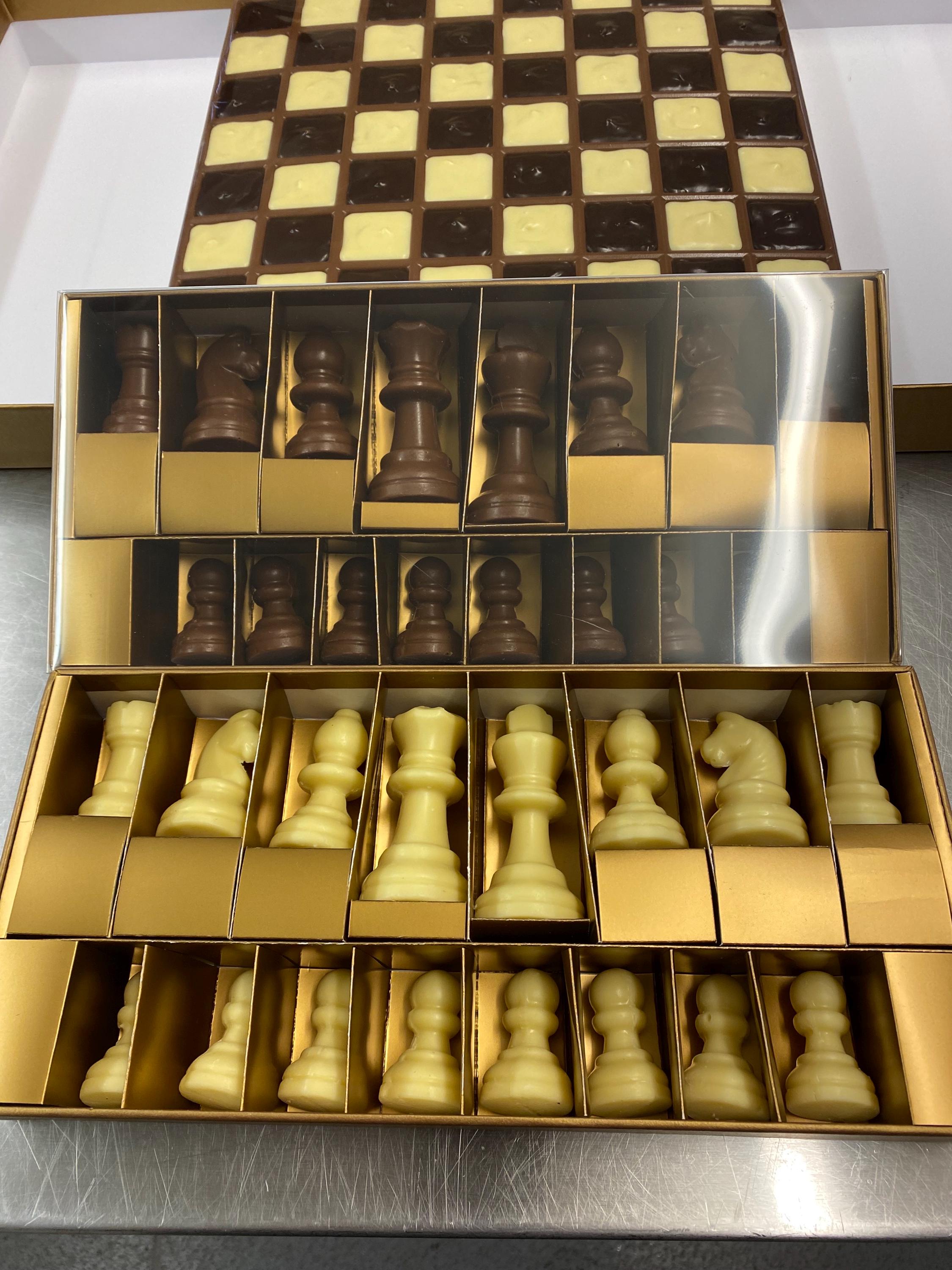 Edible Chocolate Chess Set: Handmade Dark, Milk & White Belgian ...