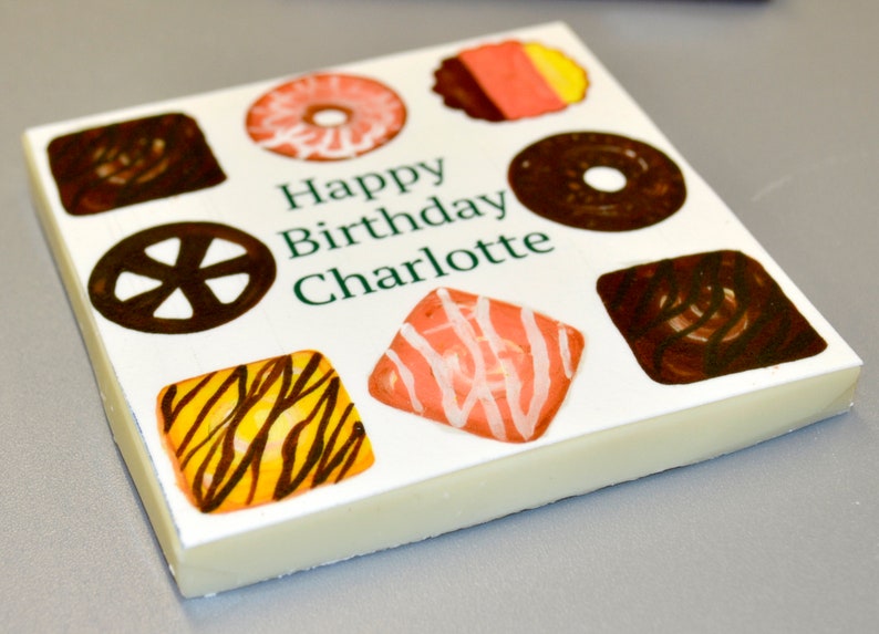 Chocolate Birthday Card Biscuit Design Fully Edible Card image 3