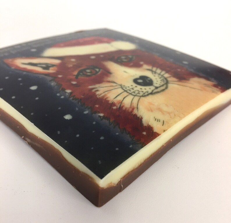 Chocolate Card Fox in a Santa Hat image 4