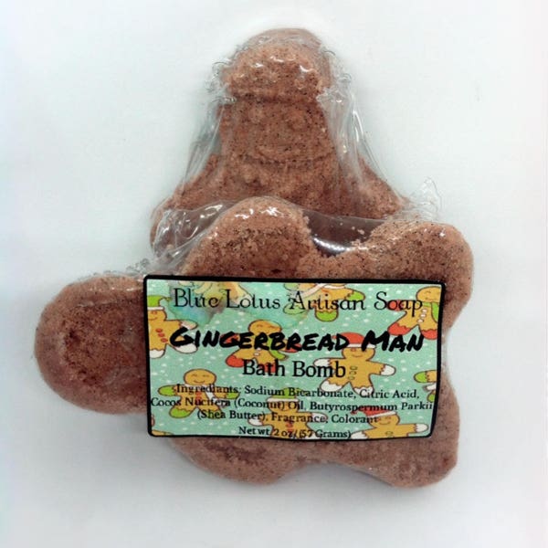 Gingerbread Man - Bath Bomb - Holiday - Handmade - Vegan - SLSA Free -