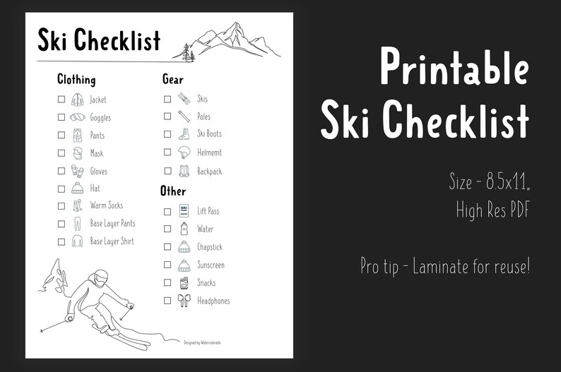 Printable Ski Checklist Ski Planner Direct Download Checklist Ski Printable Ski Checklist Ski Planner Direct Download Checklist Ski