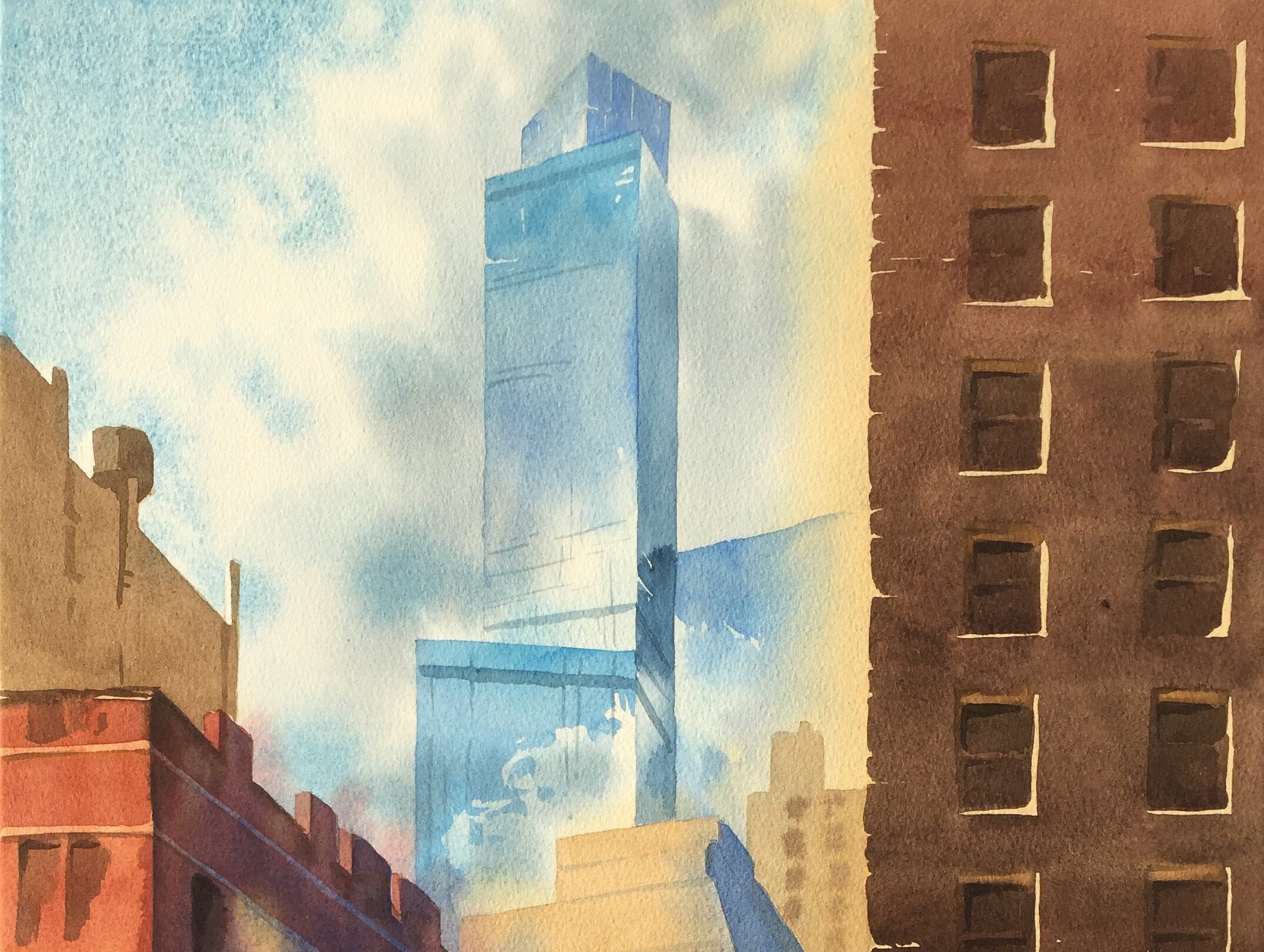 Original watercolor painting Manhattan New York Etsy