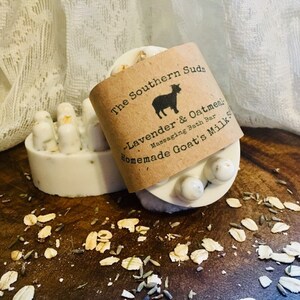 Oatmeal & lavender goat's milk soap massage bar