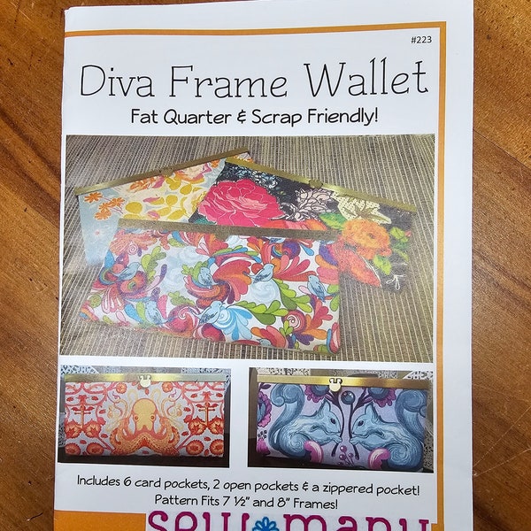 Sew Many Creations 2012 Sewing Pattern. Instructions for How to Make a Diva Frame Wallet. Pattern Fits 7 1/2" and 8" Purse Frames. Unopened.