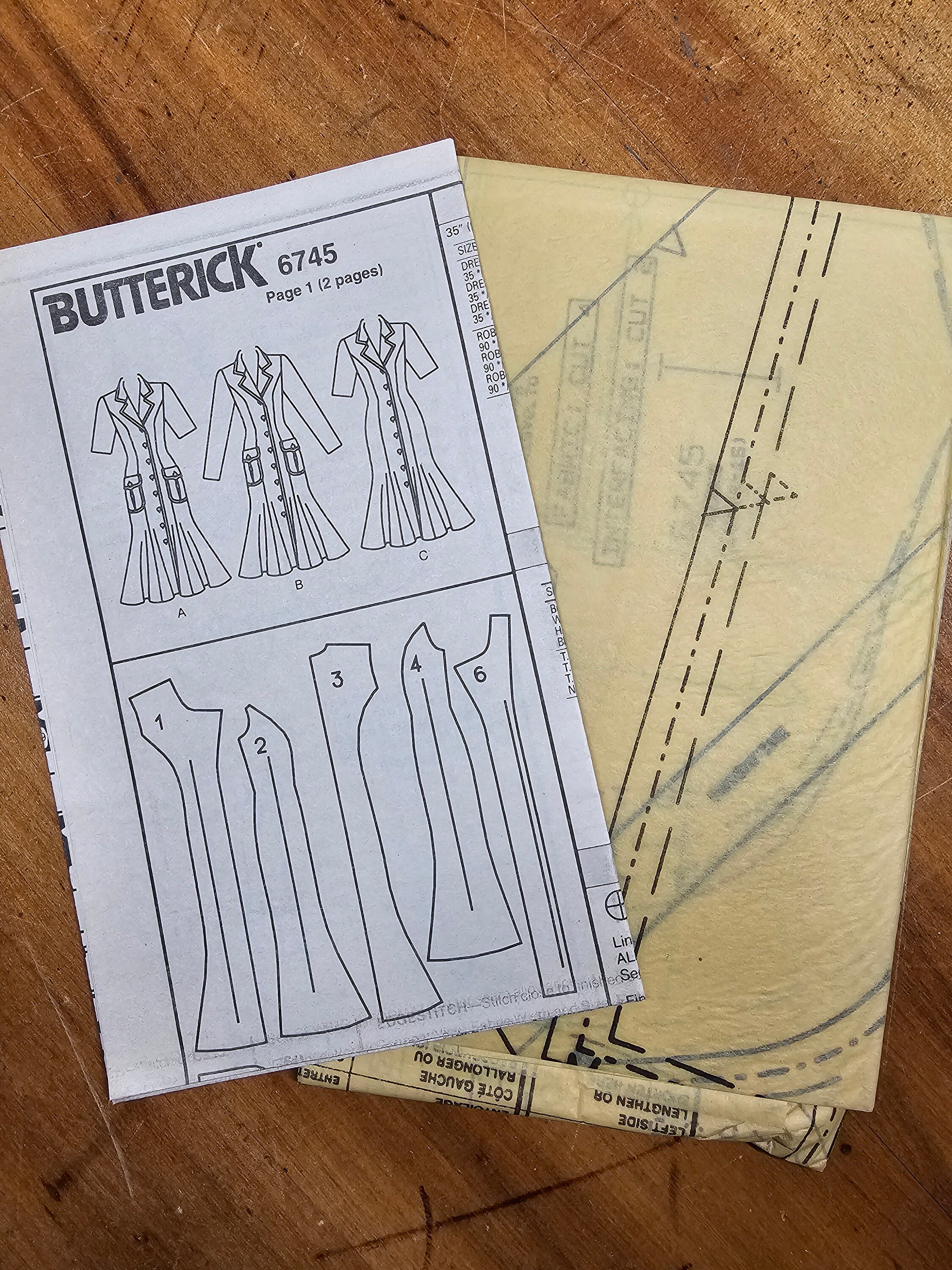 Butterick 6745 Sz 12, 14, 16. Vintage 1993 Misses' Dress Pattern
