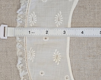 Vintage women's round collar. Sweet, very feminine, embroidered cotton batiste with lace edge. All hand stitched! Age unknown, guess 1930's