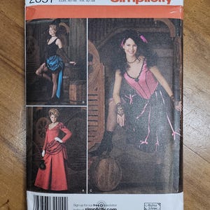 Simplicity 2851 sz 14-20 Saloon barmaid, Victorian barmaid costume pattern. Uncut, Factory Folded.