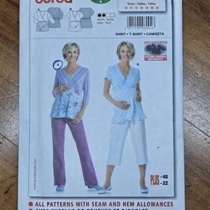 May include: A sewing pattern package by Burda, featuring a maternity shirt design. The package includes illustrations of the shirt and pants, with size information and the number 8094. The text "Future Maman Maternity" is also visible.