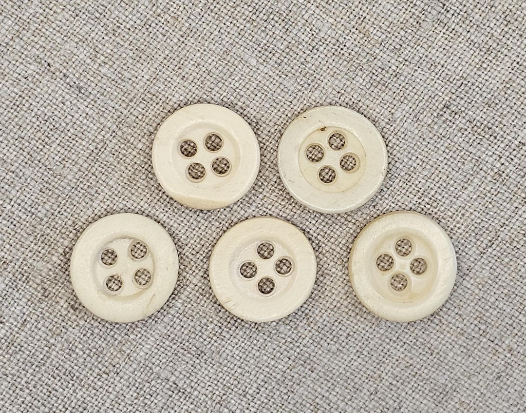 Hard to Find Matching Set of 5 Bone Buttons. 4 Hole, Depressed Center ...