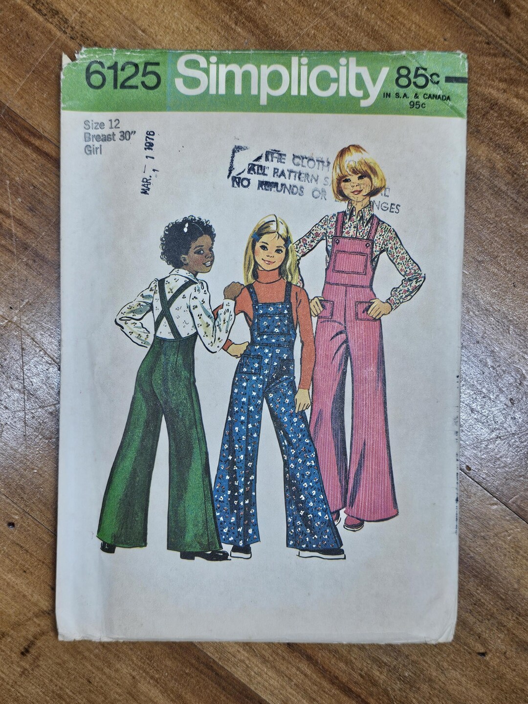 Vintage 70's Girl's Overalls Pattern. Simplicity 6125 Sz 12. Uncut ...