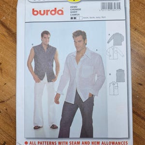 Burda 8471 Sizes 38-40-42-44-46-48 Men&#39;s Shirt Sewing Pattern. Uncut, factory folded.