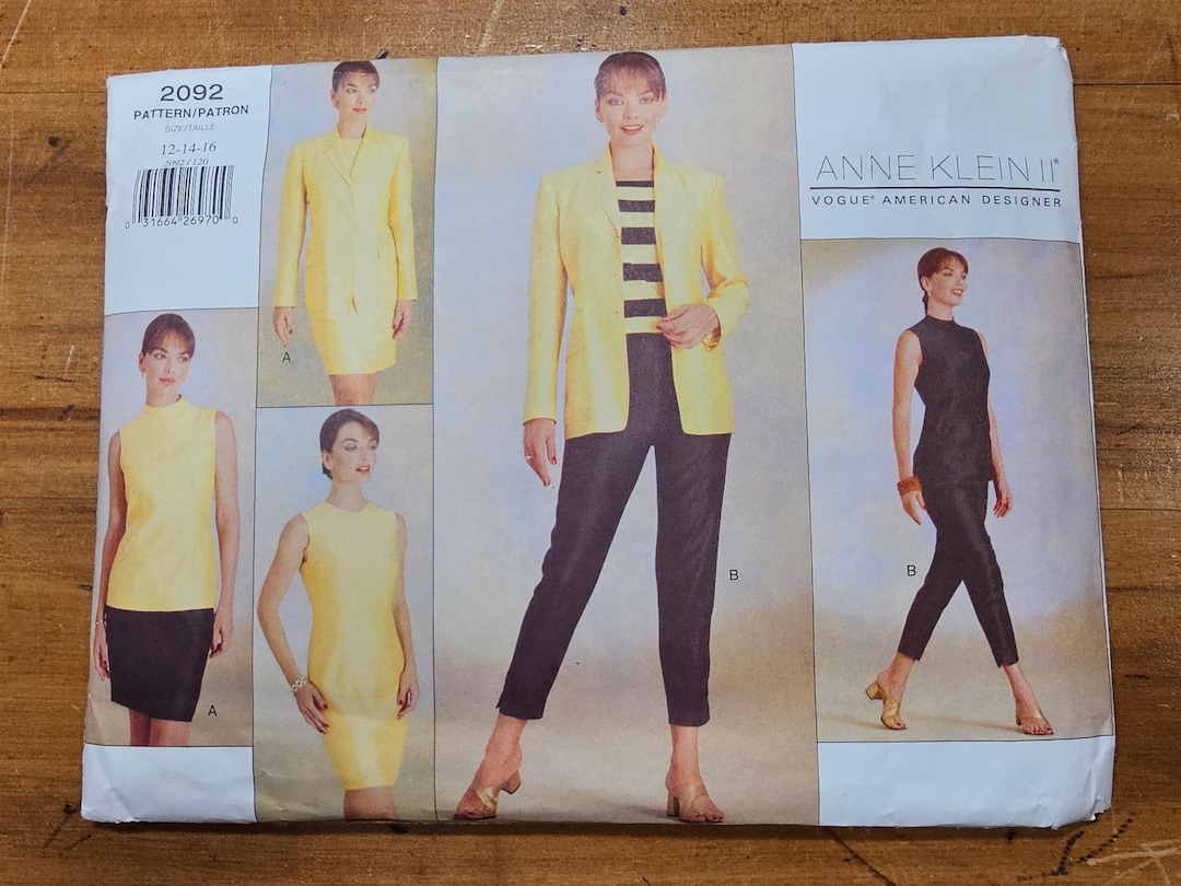 Vintage 1998 Anne Klein II Designer Vogue Pattern #2092. Ensemble ...