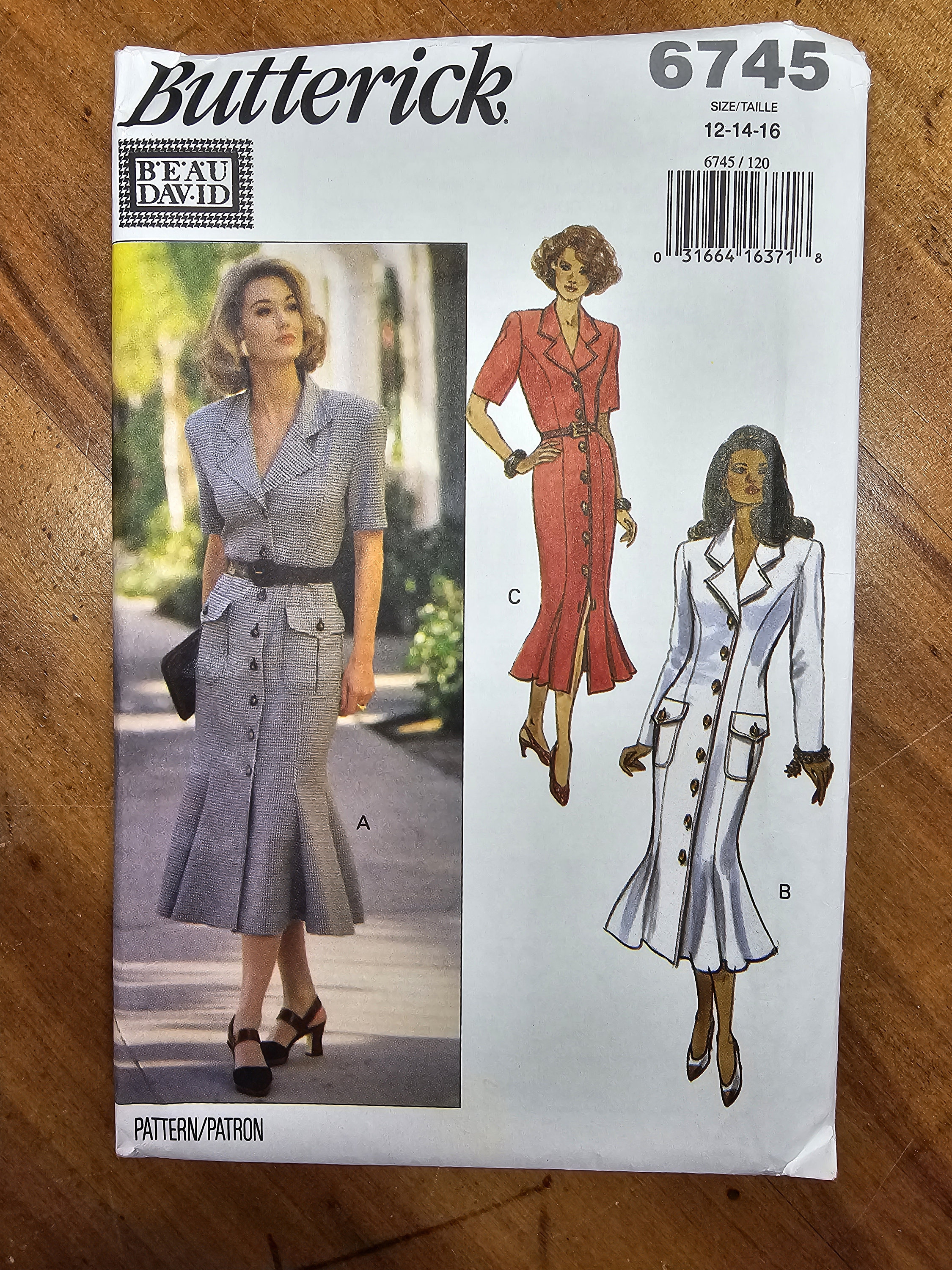 Mamページ Butterick 6745 Sz 12, 14, 16. Vintage 1993 Misses' Dress Pattern