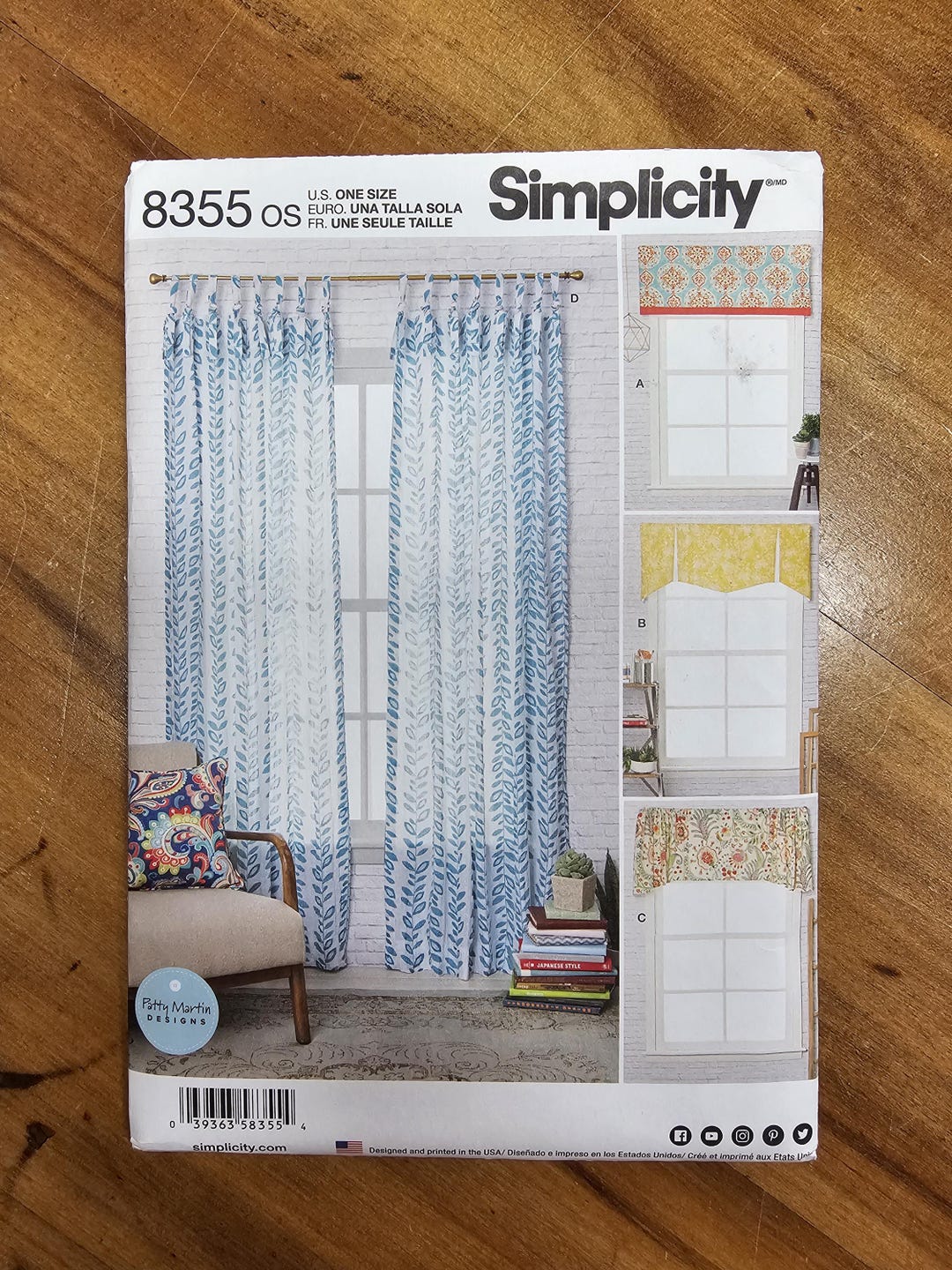 Simplicity 8355. Valance and Curtain Pattern. Pattern Pieces, Cutting ...
