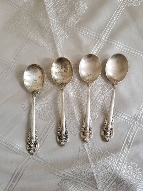 On Wallace Sterling Spoons Grand Baroque Flatware Silverware Gumbo