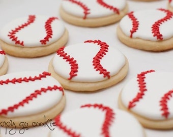 Baseball Sugar Cookies (one dozen)