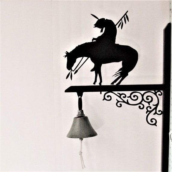 End Of The Trail Outdoor Bell Farm Bell Door Bell Farmhouse Metal Art Metal Silhouette End Of The Trail Outdoor Bell Farm Bell Door Bell Farmhouse Metal Art Metal Silhouette