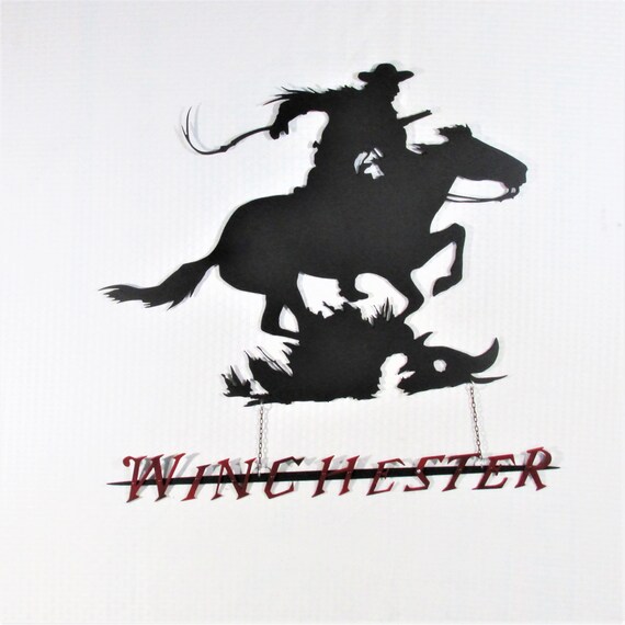 Cowboy Horse Metal Wall Art Western Metal Art Winchester Etsy