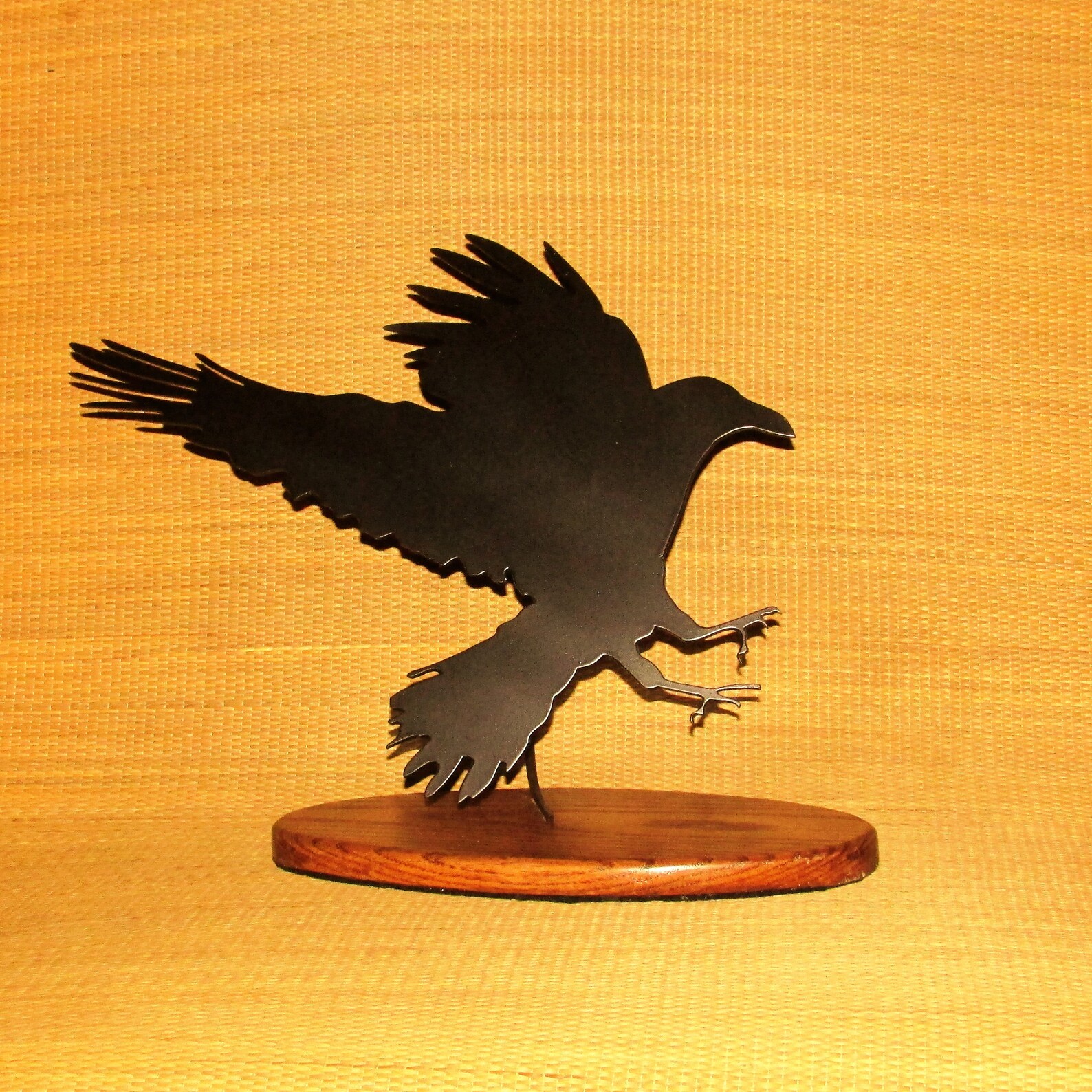 Raven Crow Metal Art Statuette Home Decor Metal Art Bird Etsy