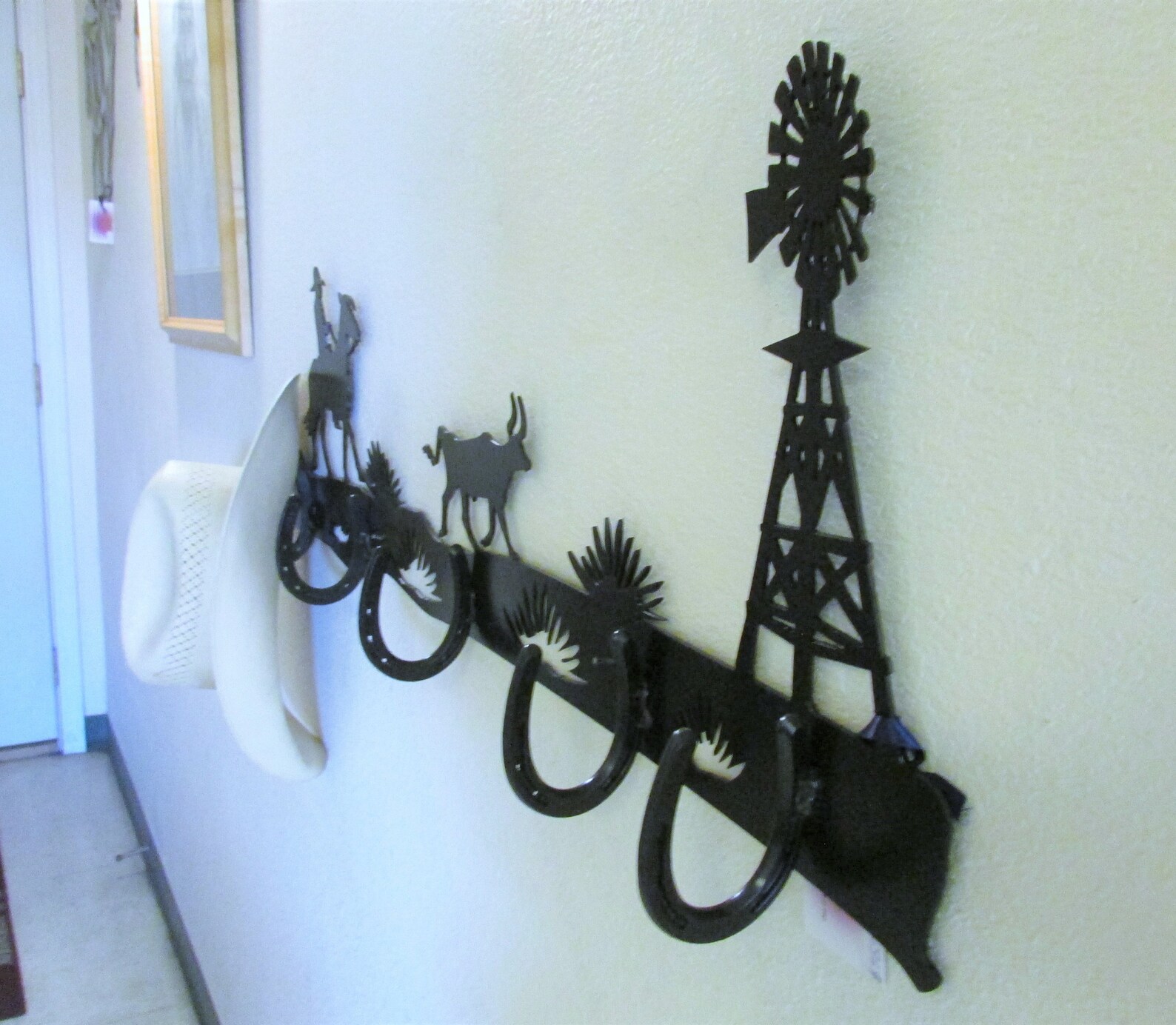 Cowboy Horse Metal Wall Art Western Coat Rack Windmill Etsy