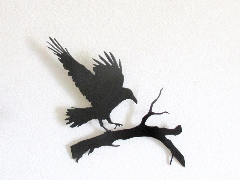 Raven Metal Art Crow Metal Art Metal Home Decor Metal Raven Etsy - image 0
