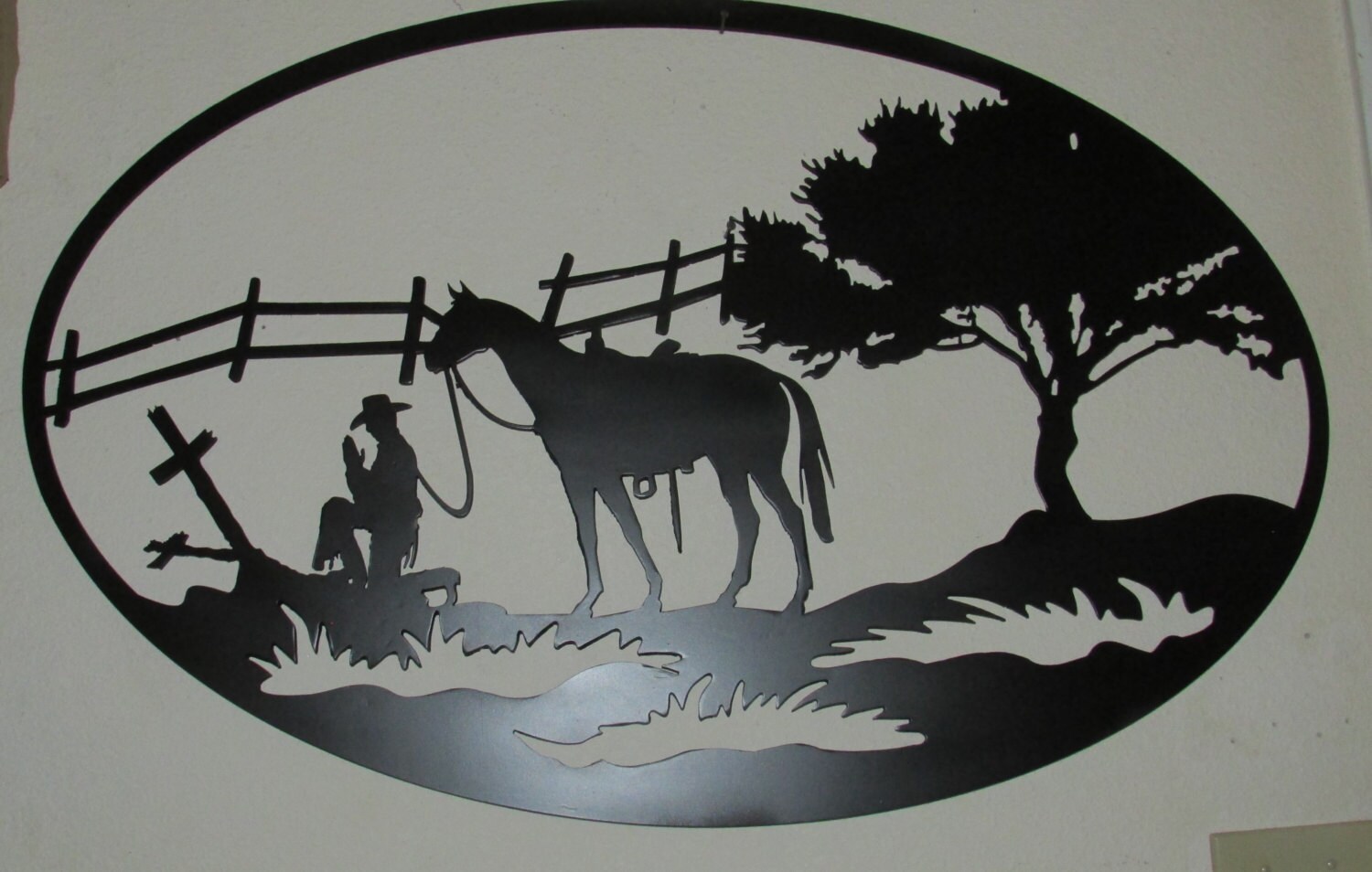 Cowboy Metal Wall Art Cross Praying Cowboy Western Metal Etsy