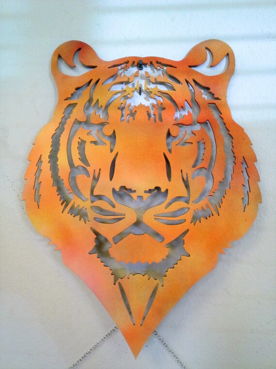 Tiger Asian Metal Wall Art Silhouette Home Decor Etsy