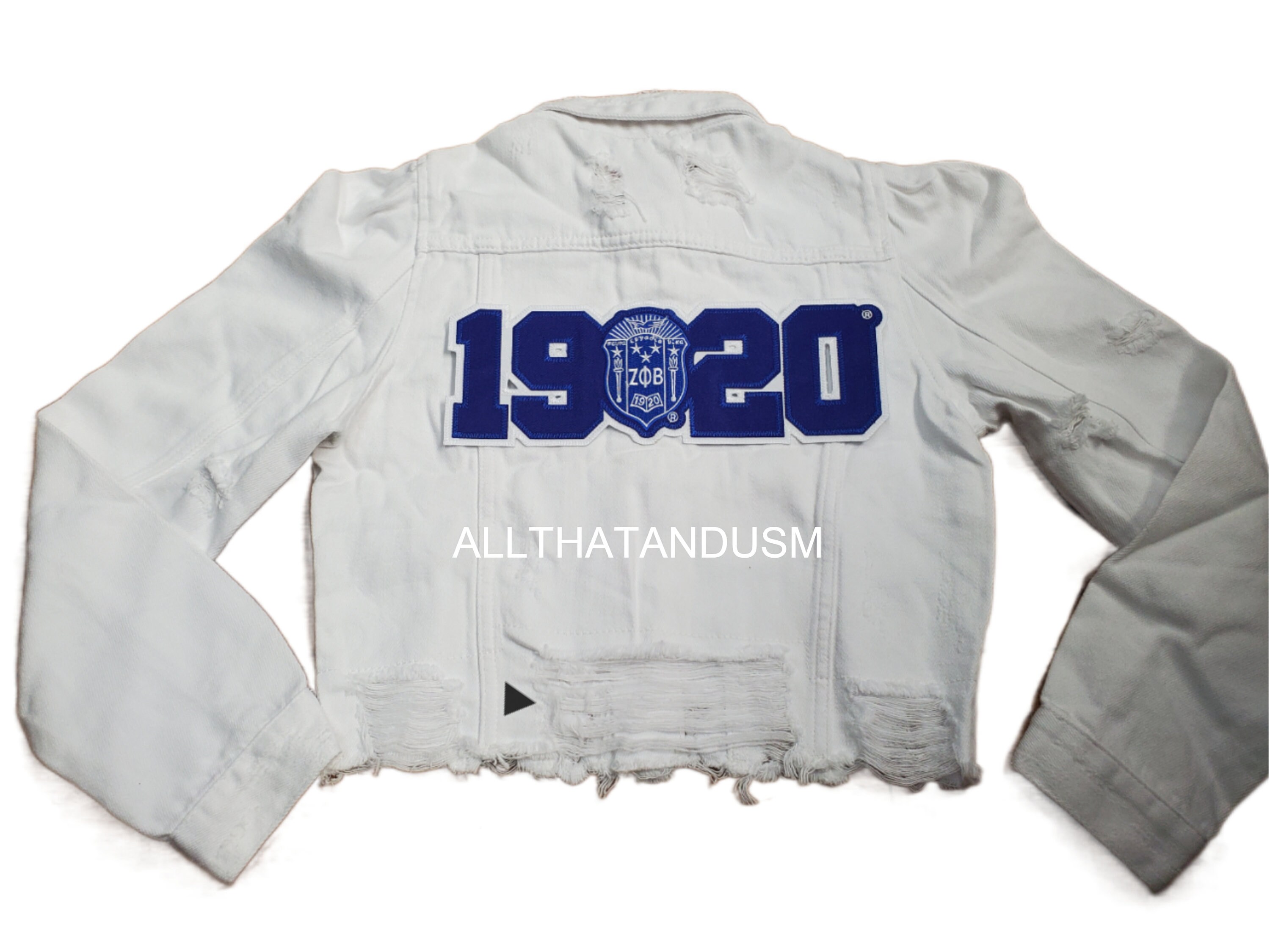 Zeta Phi Beta Sorority White Distressed 