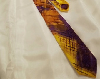 Gravata de seda de marca "Rapsódia" pintada à mão.