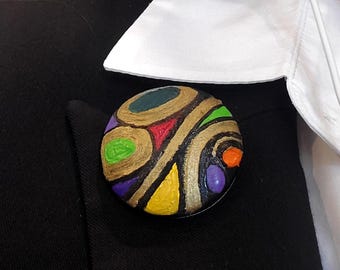 Acessório exclusivo. Prendedor de lenço de seda decorado com "Mosaico". Feito para segurar seu lenço no lugar. Miniatura pintada em seda. Arte vestível.