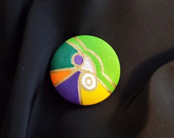 Porta lenço. Acessório único. Clipe de lenço de seda decorado por designer "inspirado em Picasso". Feito para segurar seu lenço no lugar.