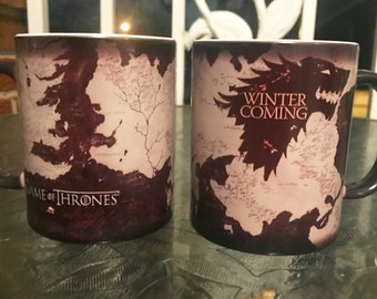 Game of Thrones Mug Heat Changing Color Changing Cup Winter is Coming Mug Game Of Thrones Map Cup Magic GOT Mug Map 40% off!
